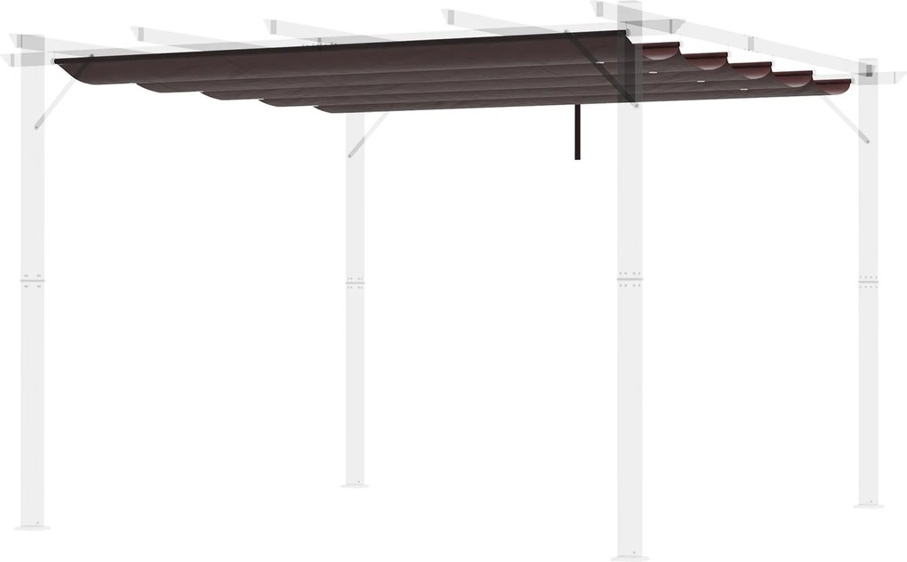 Outsunny 2.5x2.55m Pergola Napernyő Cserélhető Tető Napernyő Szövet Kerti Pavilonhoz, 10 Leeresztő Nyílással, Barna | Aosom