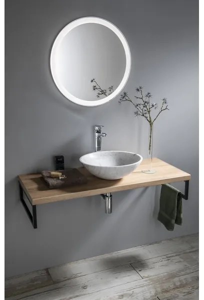 Sapho - BLOK ráépíthető mosdó Ø 42 cm kő/Carrara/matt fehér