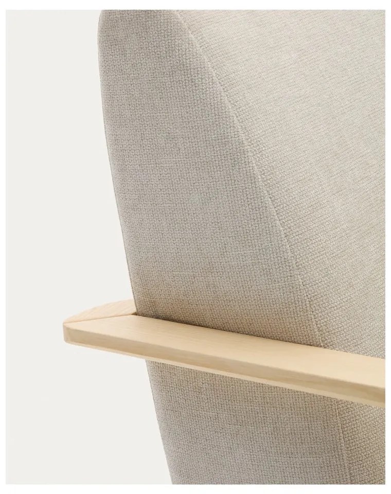 Bézs-krémszínű zsenília fotel Meghan – Kave Home