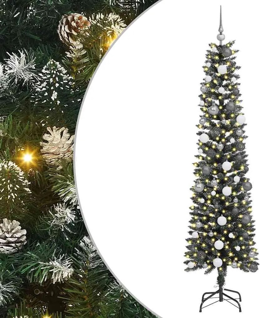vidaXL Mű karácsonyfa 300 LED-del Zöld 210 cm PVC és Műanyag és Acél