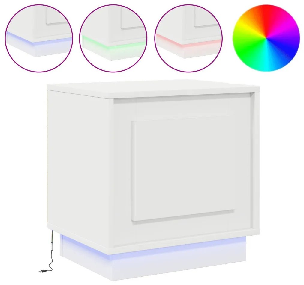 Éjjeli szekrény LED fényekkel 2 db Fehér 44x34,5x45 cm