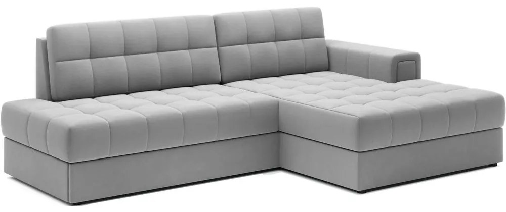 Szürke bársony kinyitható sarokkanapé (jobb oldali-heverő résszel) Blezalt – ELTAP