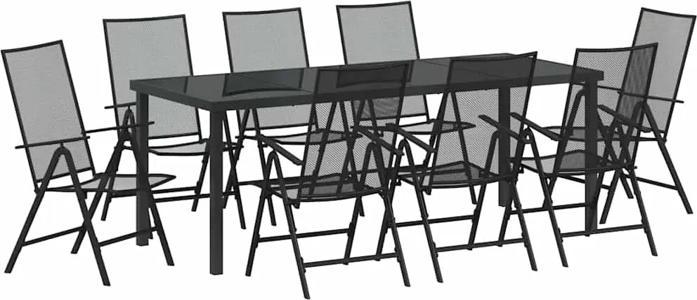 vidaXL Kert étkező szett 9 pcs Antracit Porszórt acél