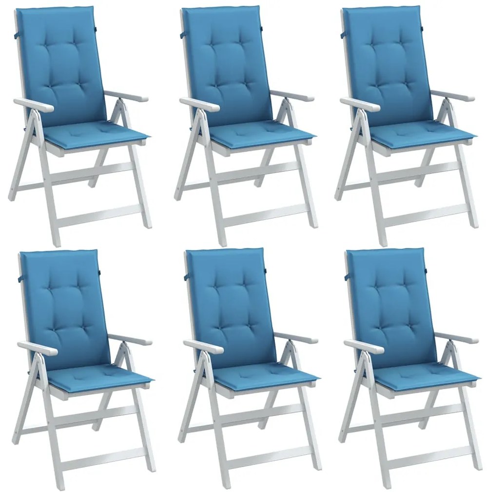 6 db melange kék szövet magas háttámlájú székpárna 120x50x4 cm