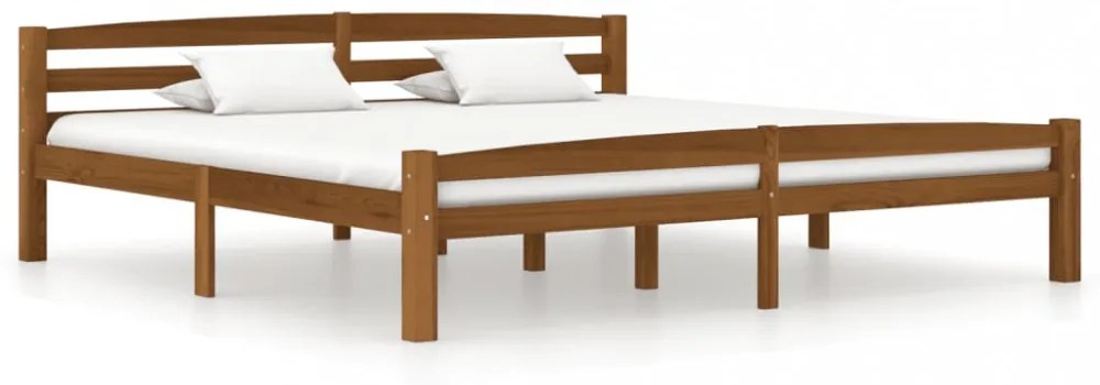 mézbarna tömör fenyőfa ágykeret matrac nélkül 200 x 200 cm