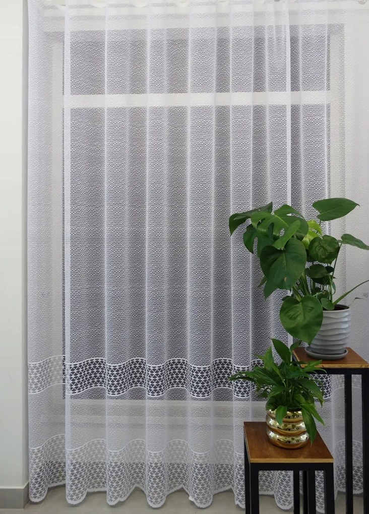 Mg Függöny Háló Mintás 41004 Fehér 400x250cm készre varrva Bt M