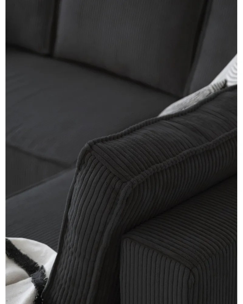 Antracitszürke kordbársony kinyitható sarokkanapé (jobb oldali-U alakú) Brave Dave – Miuform