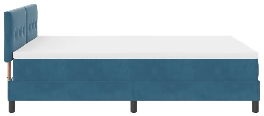 Boxspring Ágy Matrace és LED világítással Sötét Kék 140x190 cm Bársony