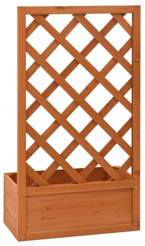 narancssárga tömör fenyőfa rácsos kerti ültetőláda 50x25x90 cm