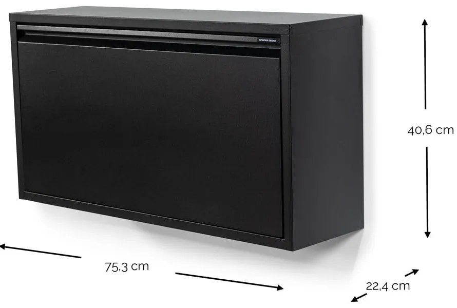 Fekete fém billenő ajtós-függő cipőtartó 75x41x22 cm Billy – Spinder Design