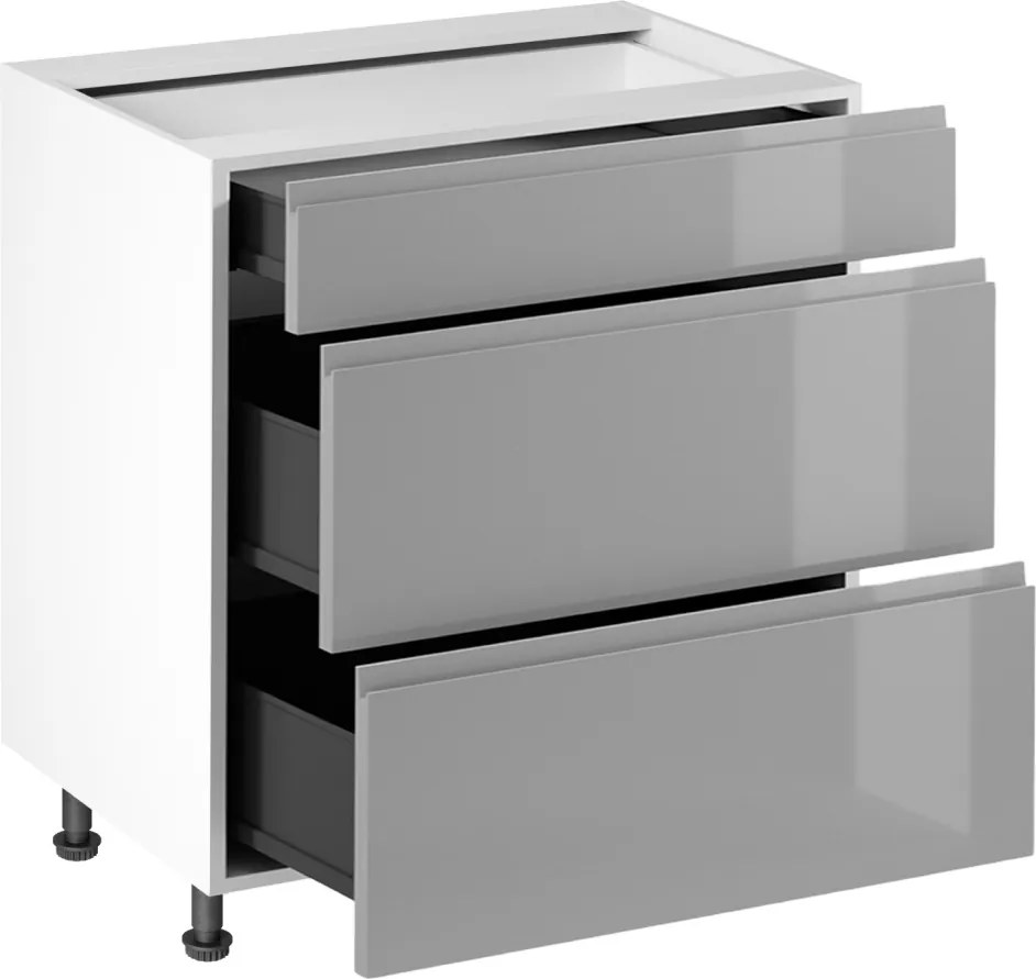 Alsószekrény, fehér/szürke extra magasfényű HG, AURORA D80S3