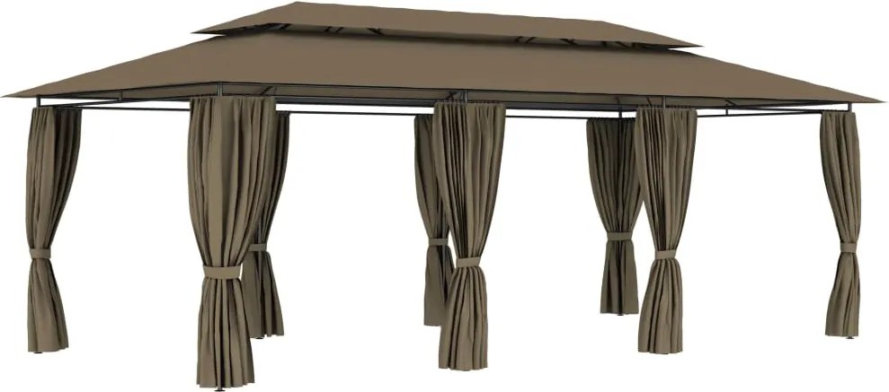 vidaXL tópszínű pavilon függönyökkel 600 x 298 x 270 cm 180 g/m²