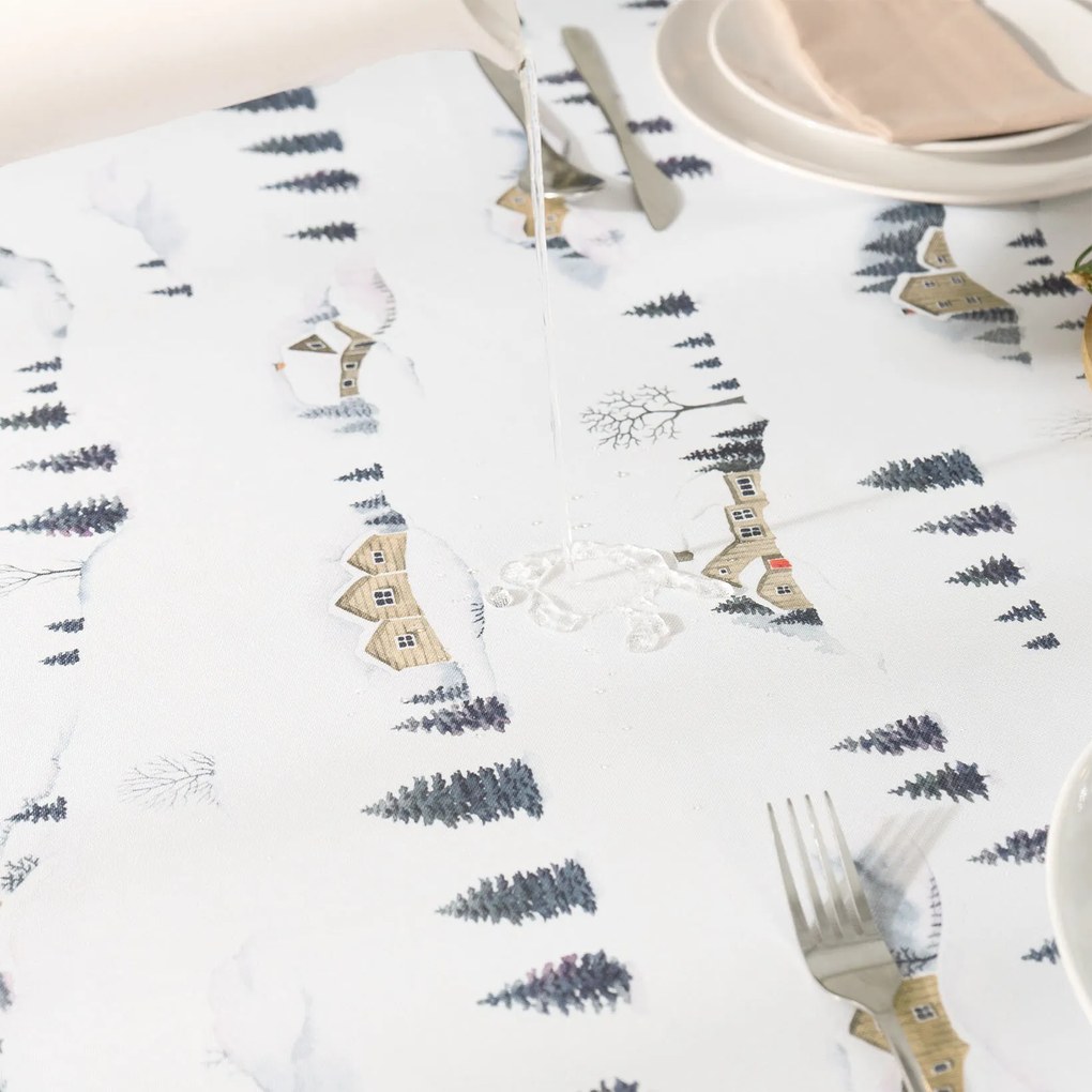 Goldea karácsonyi teflonbevonatú asztalterítő - téli táj 120 x 120 cm