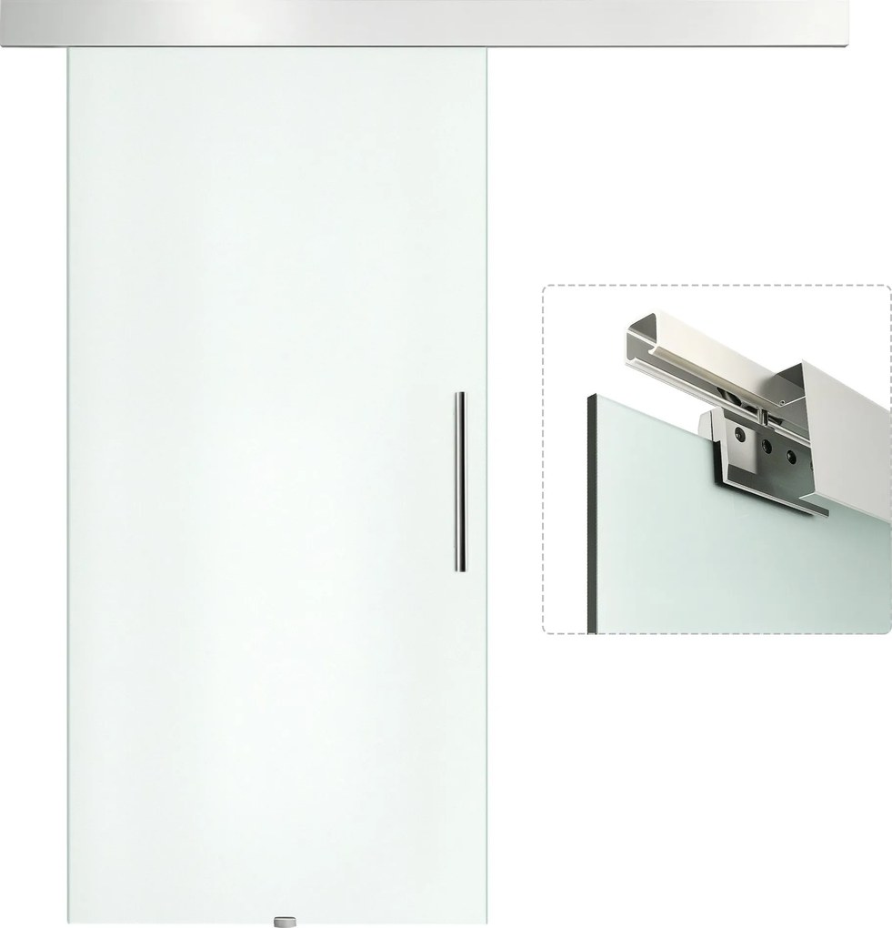 HOMCOM Üveg Tolóajtó Fogantyúval, Egyoldalas Mattolt, 102,5 x 205 cm | Aosom