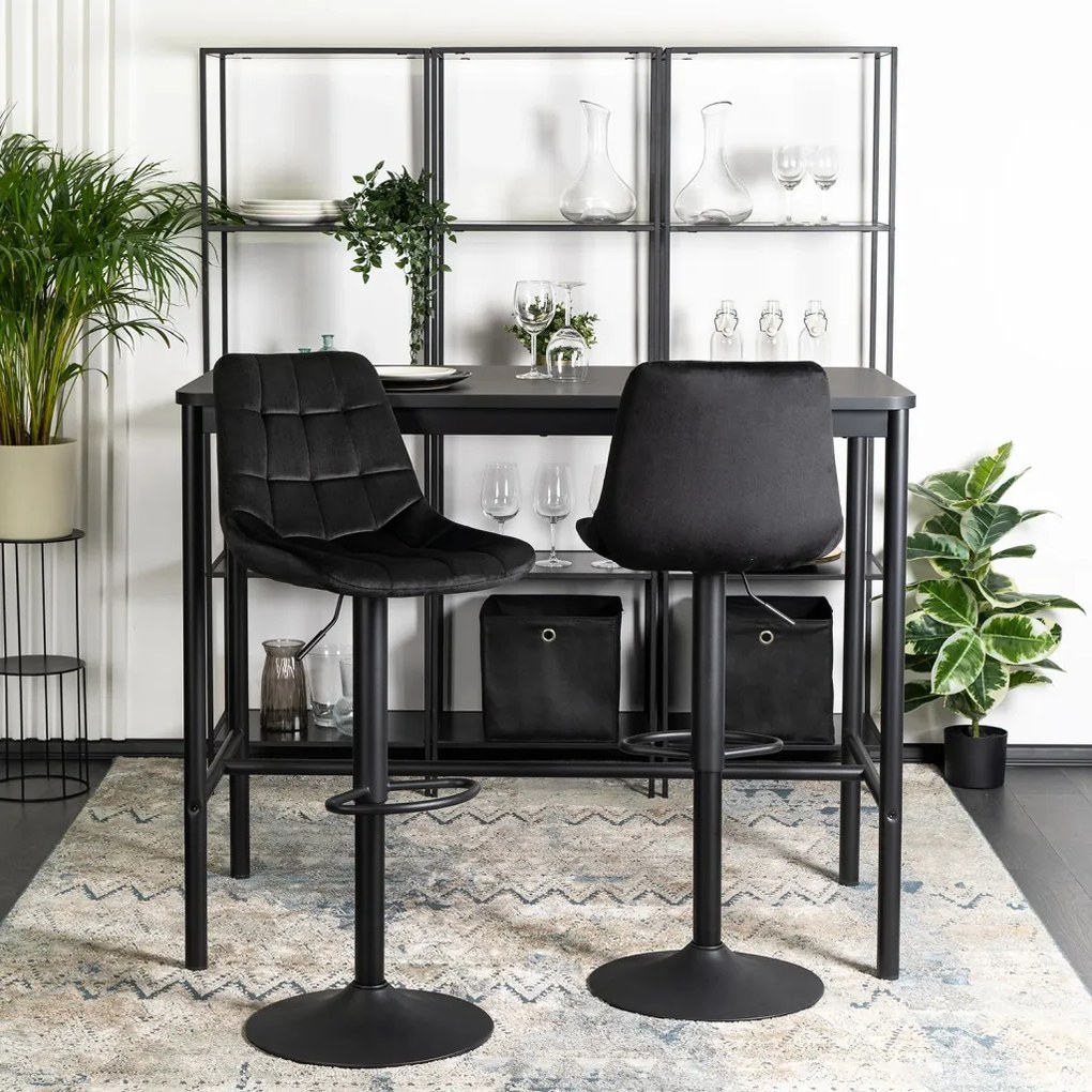 ARCOS 2 bárszék, fekete, velúr