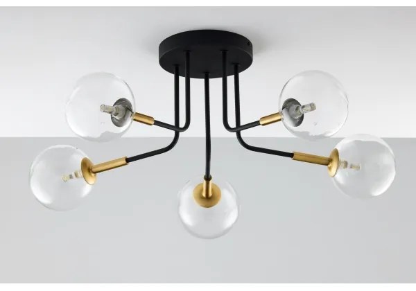 Jupiter 2040 - Felületre szerelhető csillár BURANO 5xG9/10W/230V fekete/arany/átlátszó