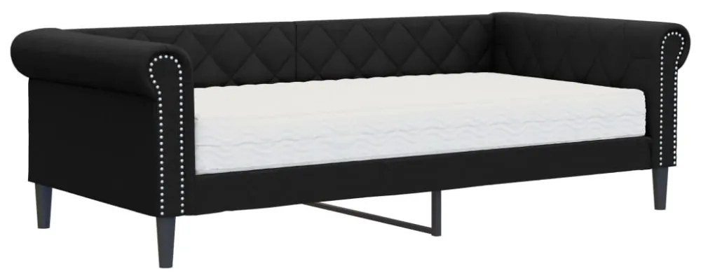 fekete műbőr heverő matraccal 90 x 200 cm