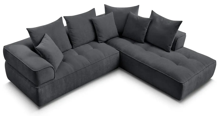 Sötétszürke zsenília sarokkanapé (jobb oldali-L alakú) Whesley – Bobochic Paris