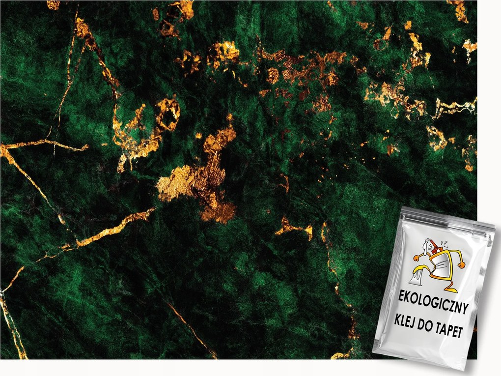 Fotótapéta Flizelina Kő Ásvány Márvány Zöld Arany Luxus 250x175 ragasztó