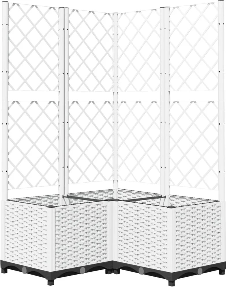 vidaXL fehér polipropilén rácsos kerti ültetőláda 80 x 80 x 136 cm