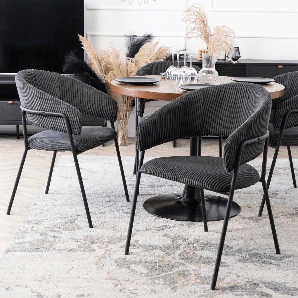 Étkezőgarnitúra 4 db. Fekete Tinka székkel. Asztal: LINO 100 cm