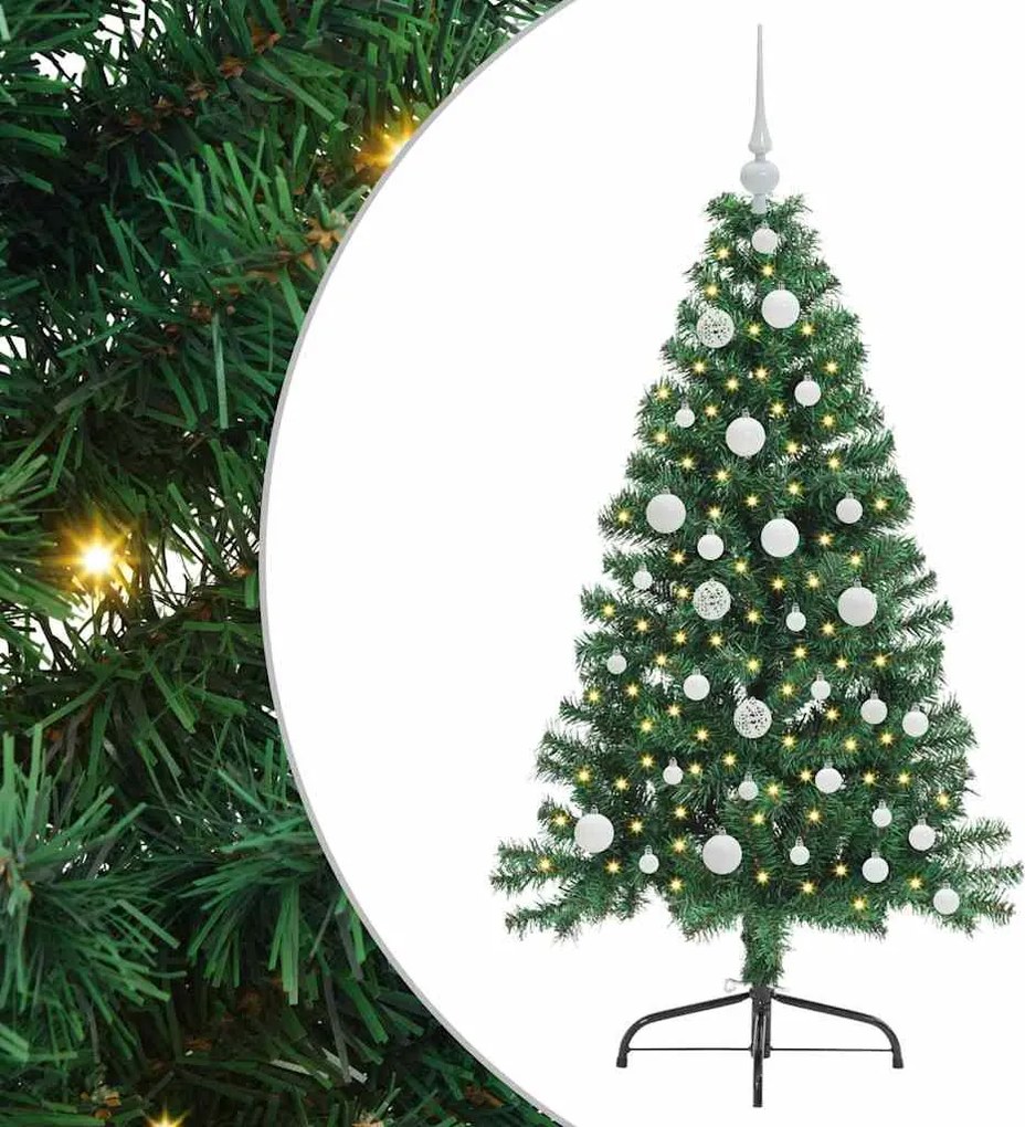 vidaXL Mesterséges, előre világított karácsonyi fa Zöld 120 cm PVC