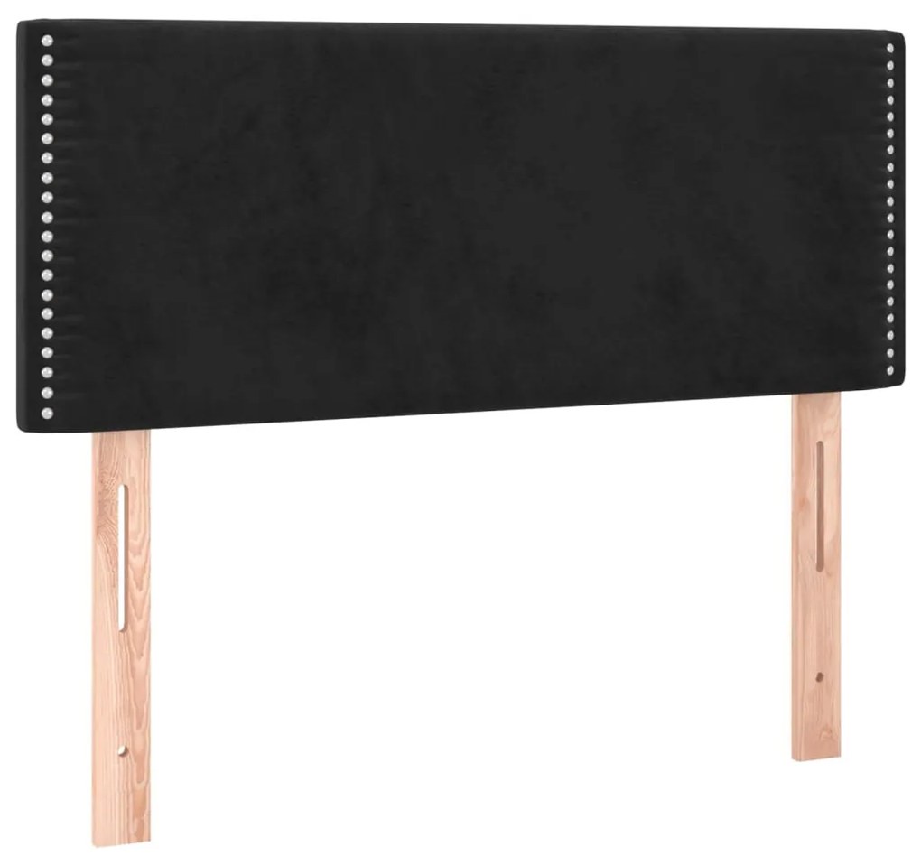 fekete bársony rugós ágy matraccal 90 x 200 cm