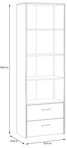 Könyvszekrény URO artisan tölgy/fehér