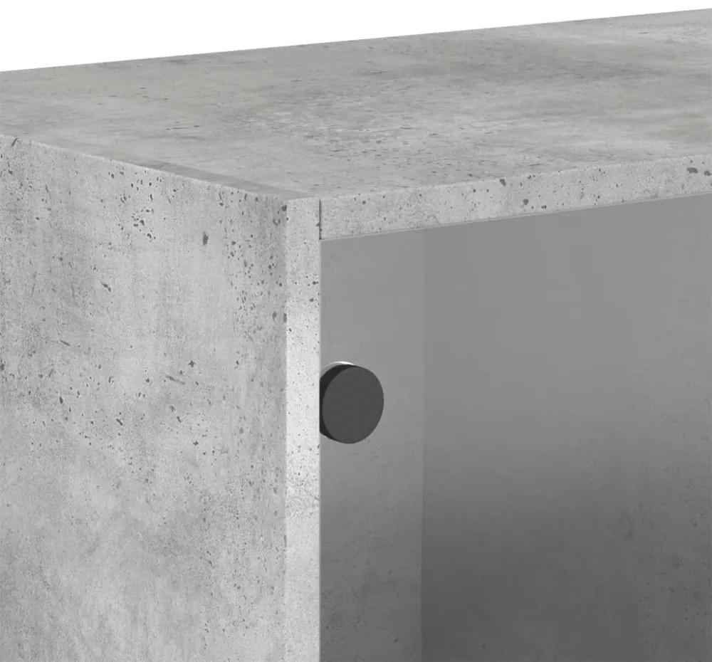 2 db betonszürke faliszekrény üvegajtókkal 68,5 x 37 x 35 cm