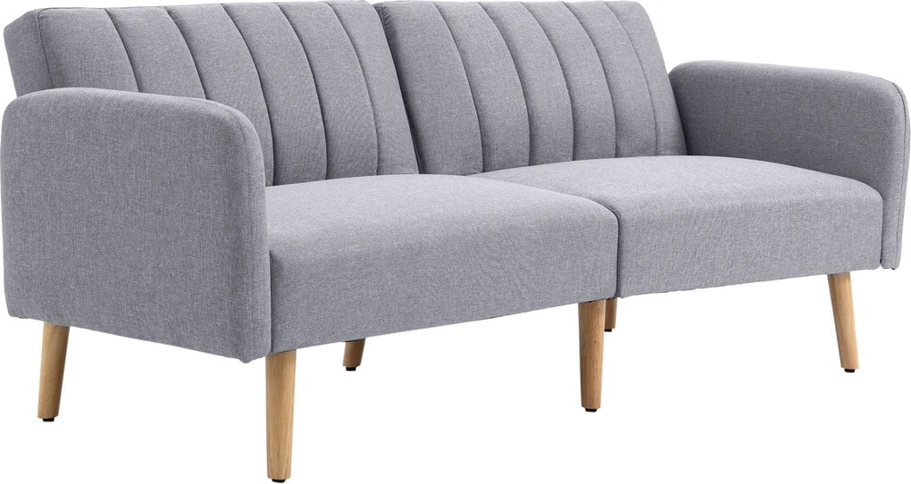 HOMCOM Kanapé, 2-Fős Kanapéágy Állítható Háttámlával, Vastagon Párnázott Kanapé, Karfa, Kanapéágy Fa Lábakkal, Nappaliba, Vendégszobába, 173 x 75 x 73