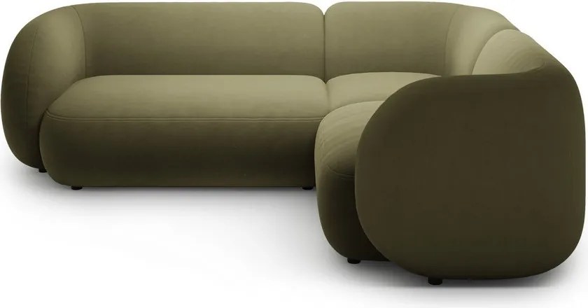 Zöld bársony sarokkanapé (jobb oldali-L alakú) Kate – Micadoni