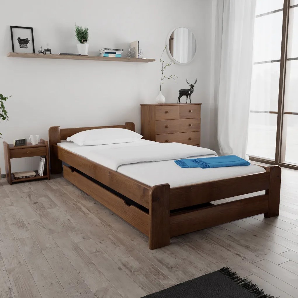 Emily ágy 80x200 cm, tölgyfa Ágyrács: Léces ágyrács, Matrac: Coco Maxi 20 cm matrac