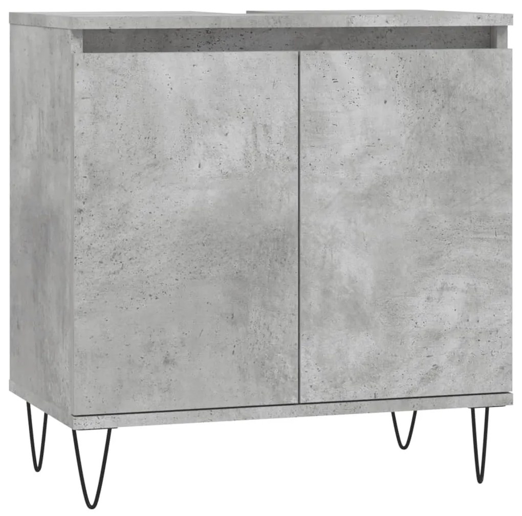 Betonszürke szerelt fa fürdőszobaszekrény 58x33x60 cm