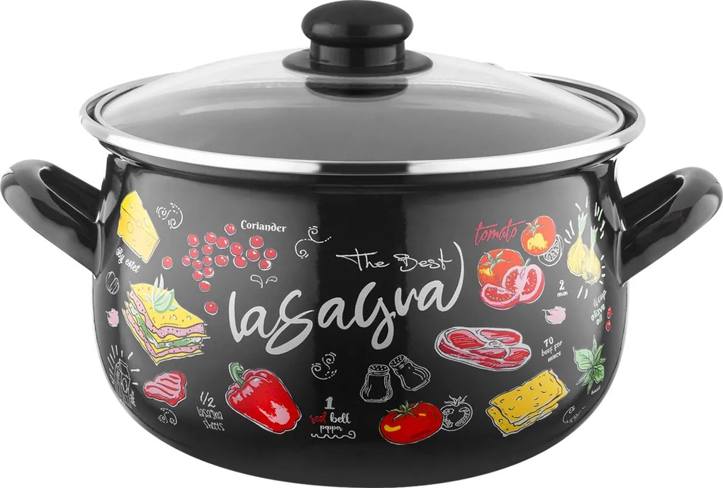 Zománcozott Edény Hagyományos Zománcozott edény Fekete Indukciós 2,2L 16cm