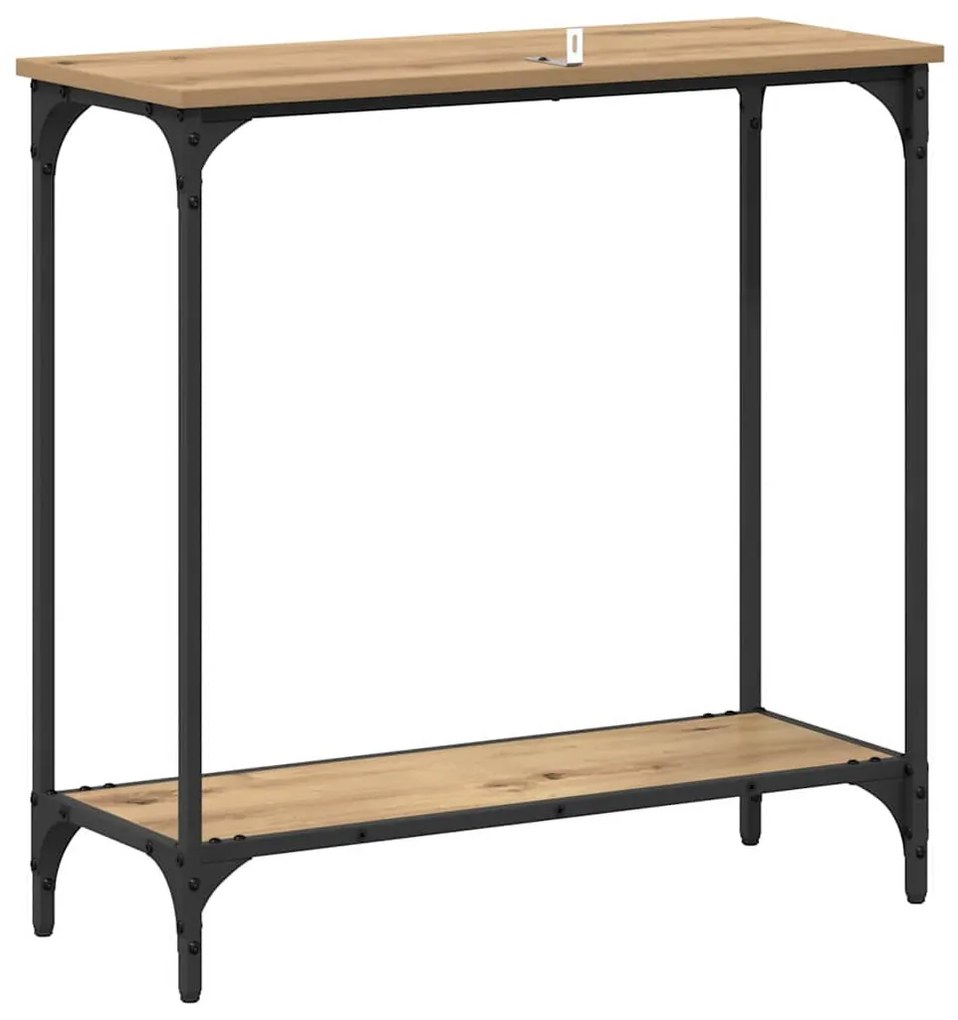 Konzolasztal polcokkal kézműves tölgy 75 x 30.5 x 75 cm Faanyag