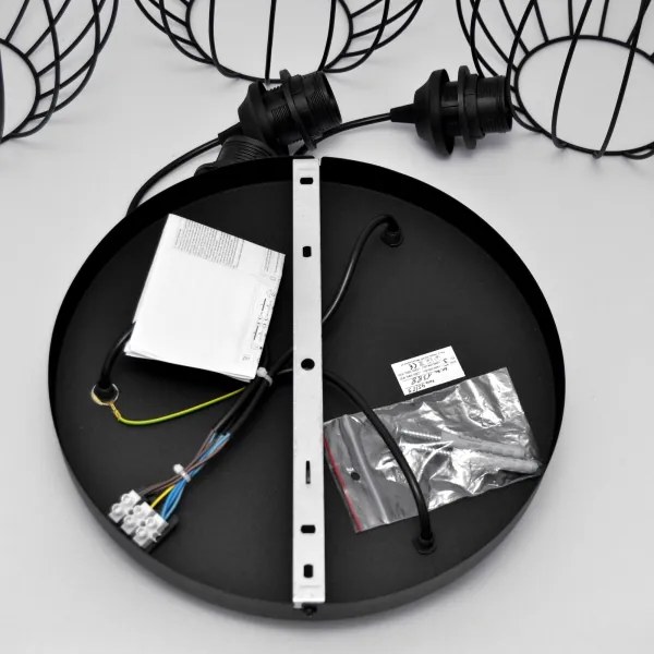 LED Csillár zsinóron MERCURE 3xE27/15W/230V ø 50 cm fekete