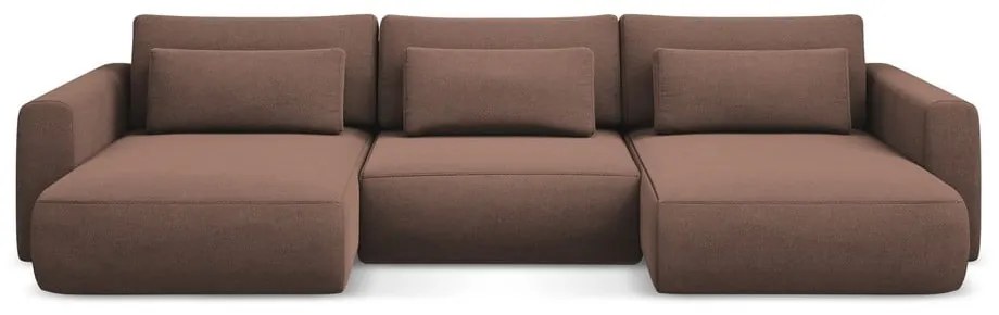 Rózsaszín kinyitható-tárolóhelyes (U alakú) sarokkanapé Kapua – Makamii