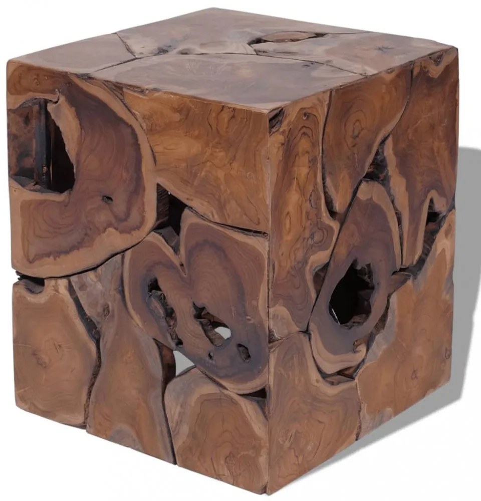 vidaXL 60 cm tömör tikfa dohányzóasztal / zsámoly