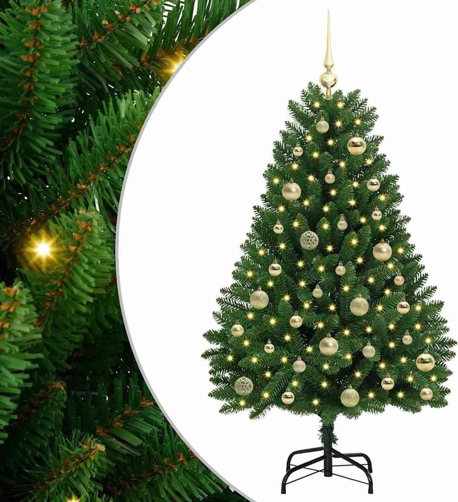 vidaXL Mű karácsonyfa 150 LED-del Zöld 120 cm PVC és fém