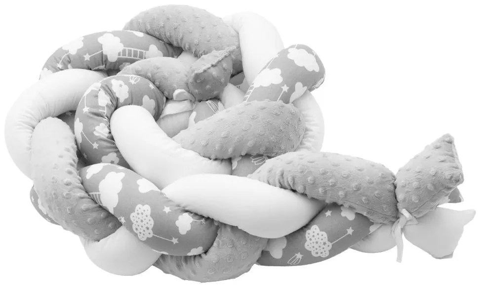 Védő fonott rácsvédő kiságyba New Baby Minka és Felhőcske szürke