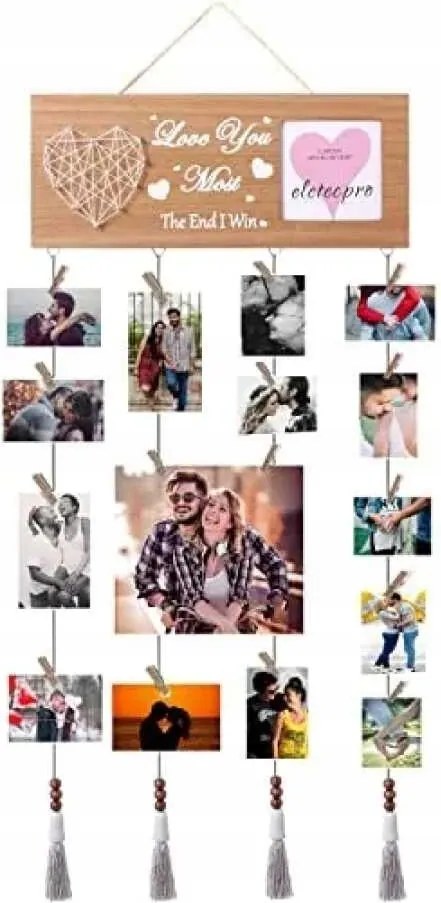 Képkeret, fa képkeret, kollázs, fali dekoráció