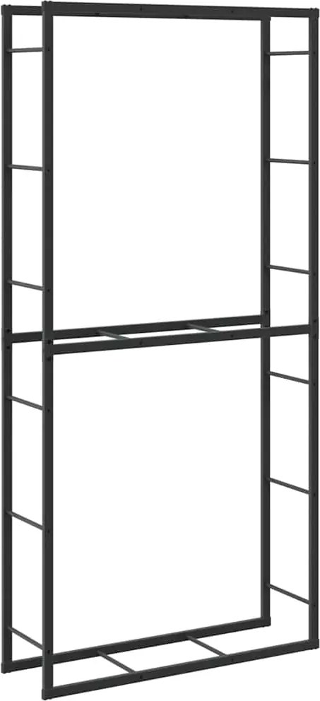 vidaXL tűzifa állvány Fekete 100x30x209 cm Acél