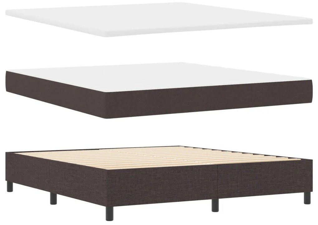 vidaXL Box Spring ágy matraccal és paddal sötétbarna 180x200 cm szövet