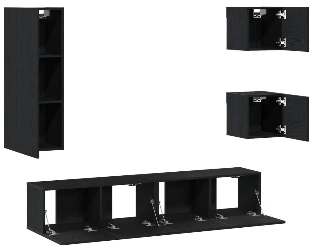 TV Szekrény Készlet 5 pcs Musta tammi 160 x 30 x 30.5 cm