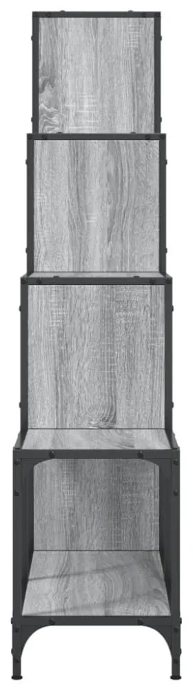 szürke sonoma szerelt fa és fém könyvszekrény 122 x 30 x 132 cm