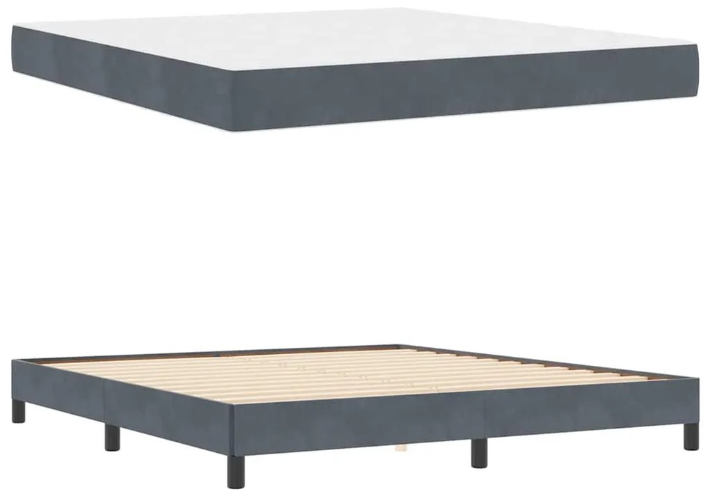 Boxspring ágy matraccal Sötétszürke 180 x 200 cm Bársony