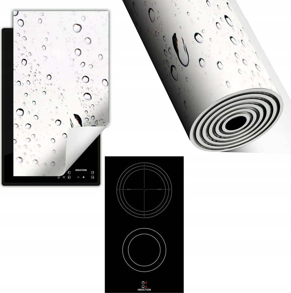 Indukciós Védőszőnyeg Konyhapult 30x52 fehér cseppek