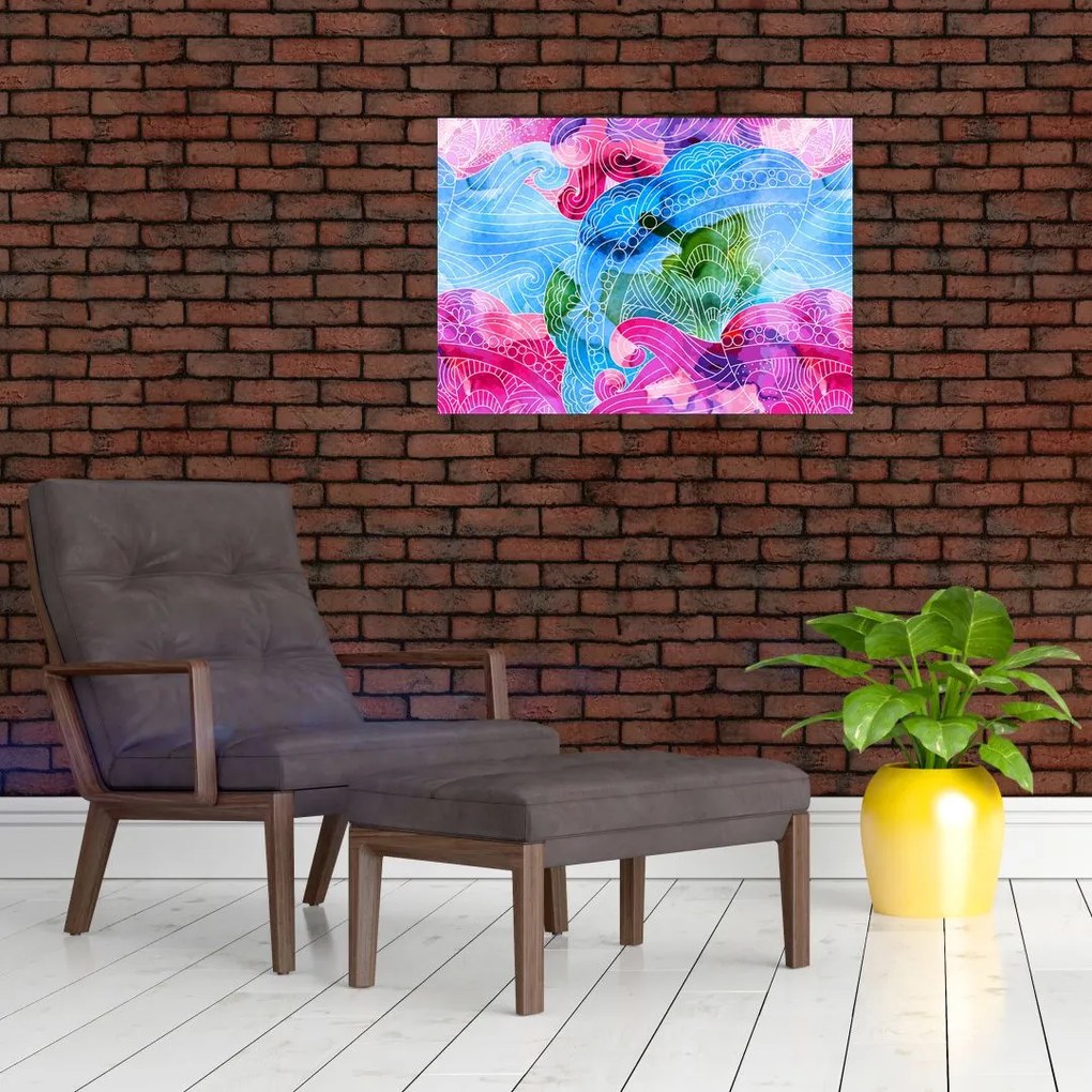 Kép - Színes hullámok (üvegen) (70x50 cm)