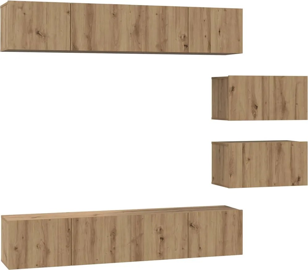 vidaXL TV szekrény garnitúra 6 pcs Artisan tölgy Faanyag