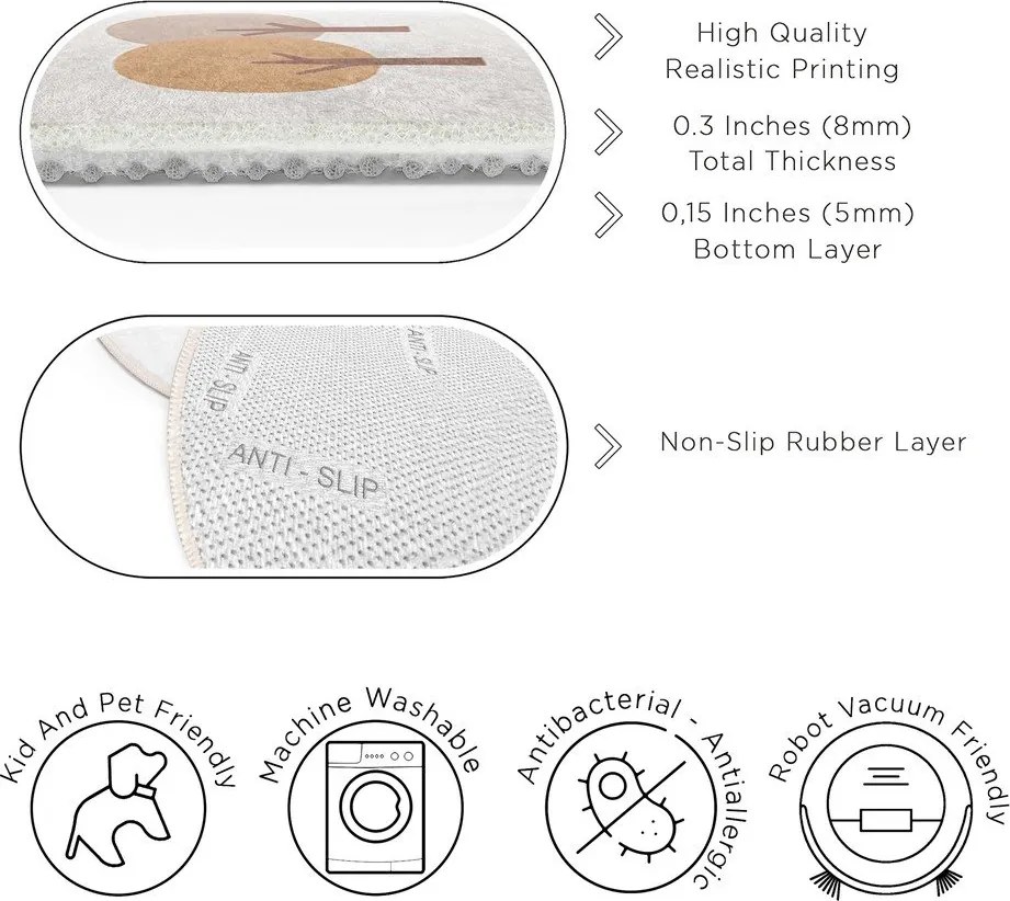 Bézs mosható gyerek szőnyeg ø100 cm Tractor World – Mila Home